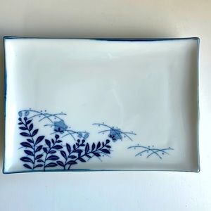 VTG Japanese Sushi Plate, Blue/white, signed